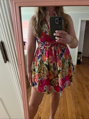 GIGIO Multiprint Dress floral cotton with stripes contrast small